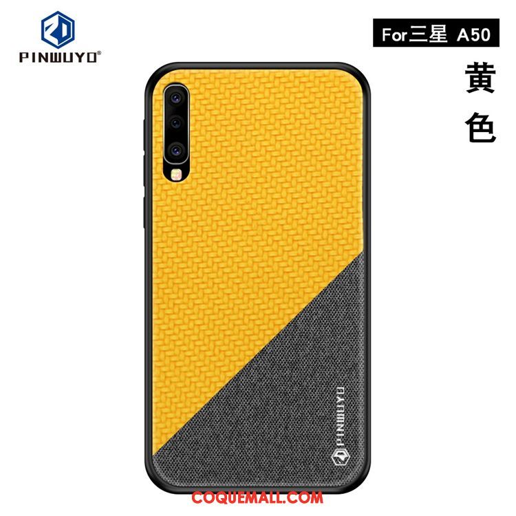 Étui Samsung Galaxy A50 Téléphone Portable Incassable Jaune, Coque Samsung Galaxy A50 Personnalité Tout Compris