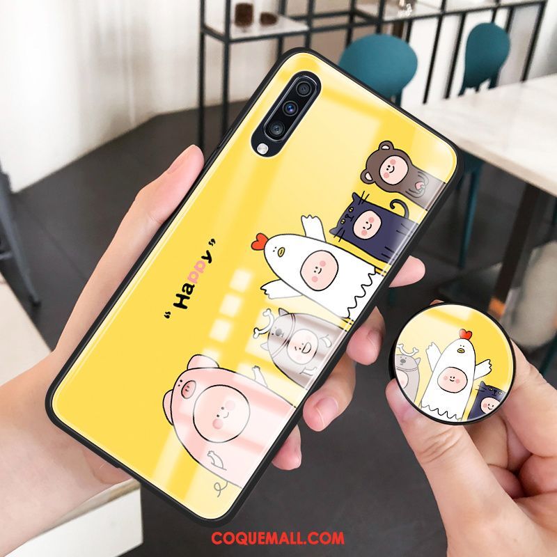 Étui Samsung Galaxy A50 Étoile Charmant Créatif, Coque Samsung Galaxy A50 Incassable Jaune