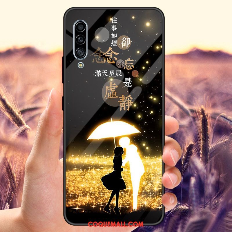 Étui Samsung Galaxy A50s Net Rouge Miroir Téléphone Portable, Coque Samsung Galaxy A50s Amoureux Noir