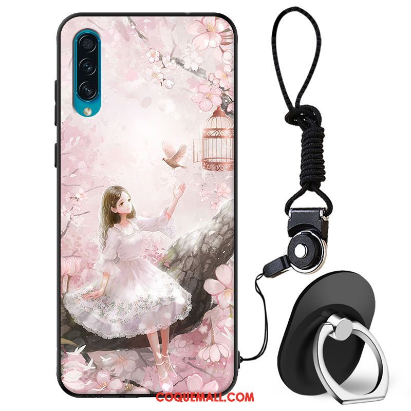 Étui Samsung Galaxy A50s Rose Protection Fluide Doux, Coque Samsung Galaxy A50s Étoile Délavé En Daim