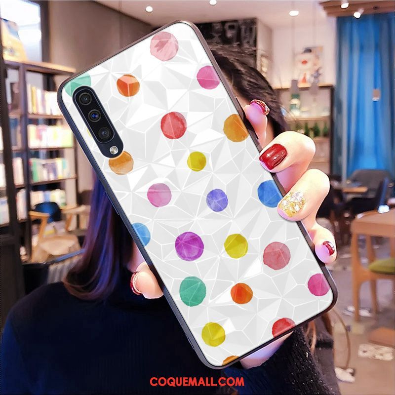 Étui Samsung Galaxy A50s Silicone Losange Fleur, Coque Samsung Galaxy A50s Modèle Fleurie Jaune