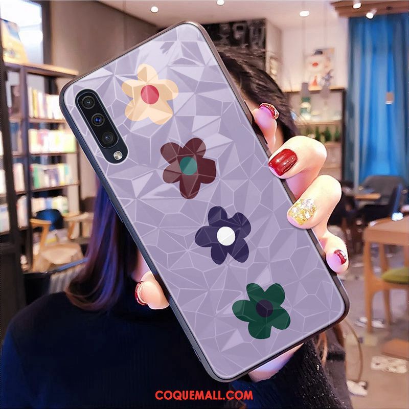 Étui Samsung Galaxy A50s Silicone Losange Fleur, Coque Samsung Galaxy A50s Modèle Fleurie Jaune