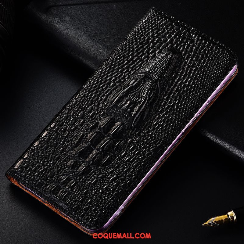 Étui Samsung Galaxy A50s Tout Compris Crocodile Cuir Véritable, Coque Samsung Galaxy A50s Incassable Téléphone Portable Braun