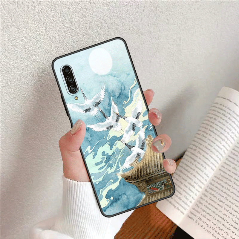 Étui Samsung Galaxy A50s Tout Compris Vintage Style Chinois, Coque Samsung Galaxy A50s Délavé En Daim Créatif