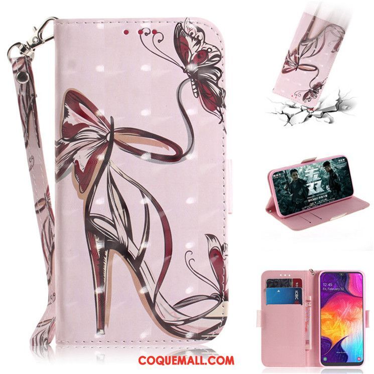 Étui Samsung Galaxy A50s Étoile Protection Rose, Coque Samsung Galaxy A50s Téléphone Portable Incassable