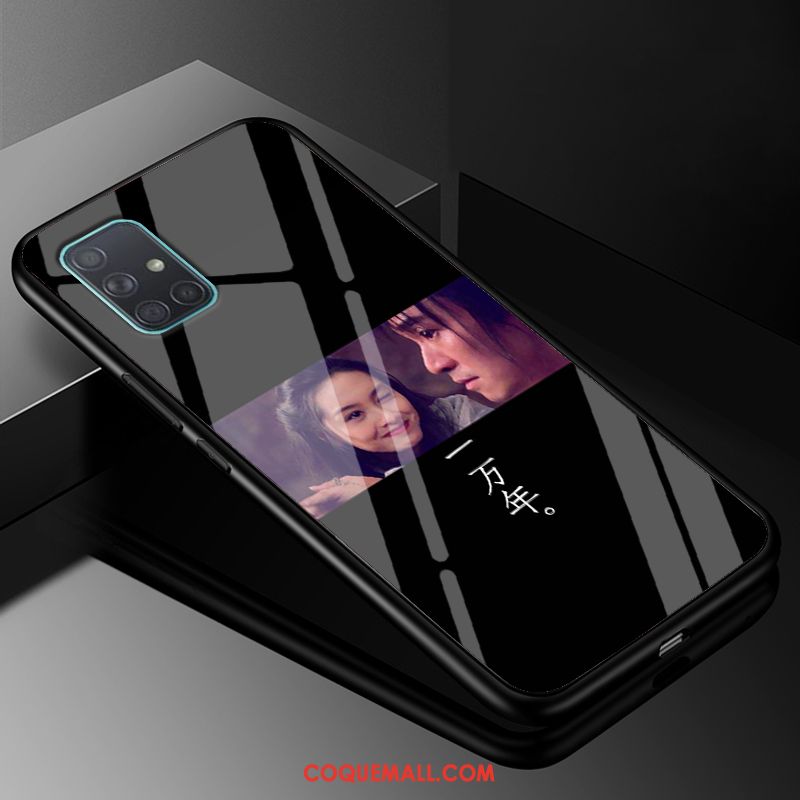 Étui Samsung Galaxy A51 Incassable Amoureux Noir, Coque Samsung Galaxy A51 Tendance Téléphone Portable