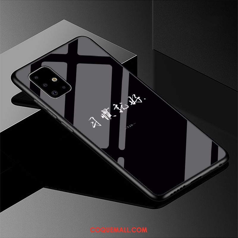 Étui Samsung Galaxy A51 Style Chinois Incassable Noir, Coque Samsung Galaxy A51 Britanique Verre