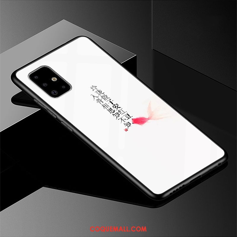 Étui Samsung Galaxy A51 Style Chinois Incassable Noir, Coque Samsung Galaxy A51 Britanique Verre