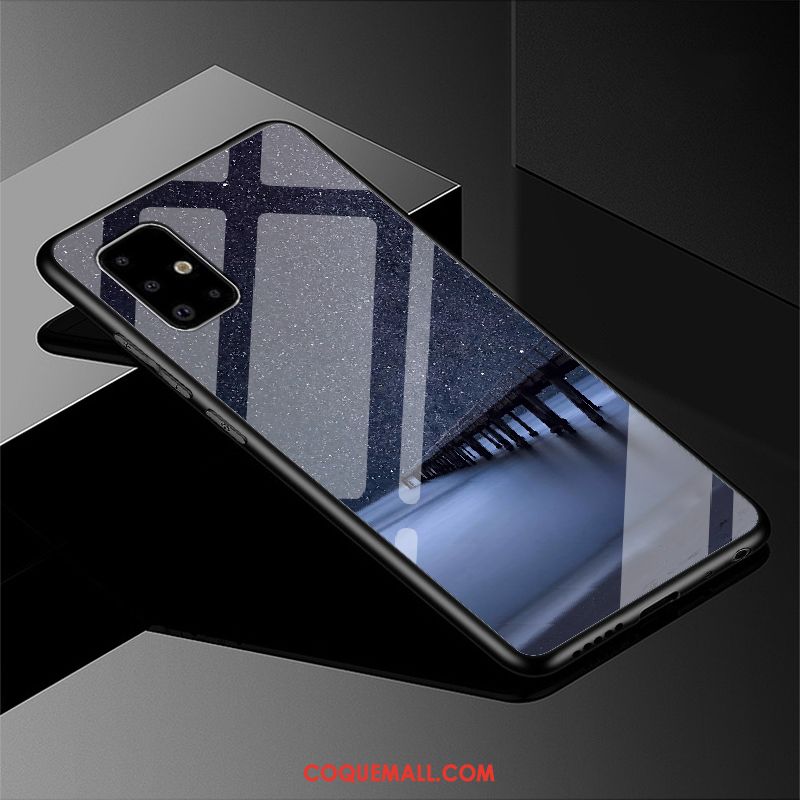 Étui Samsung Galaxy A51 Style Chinois Incassable Noir, Coque Samsung Galaxy A51 Britanique Verre