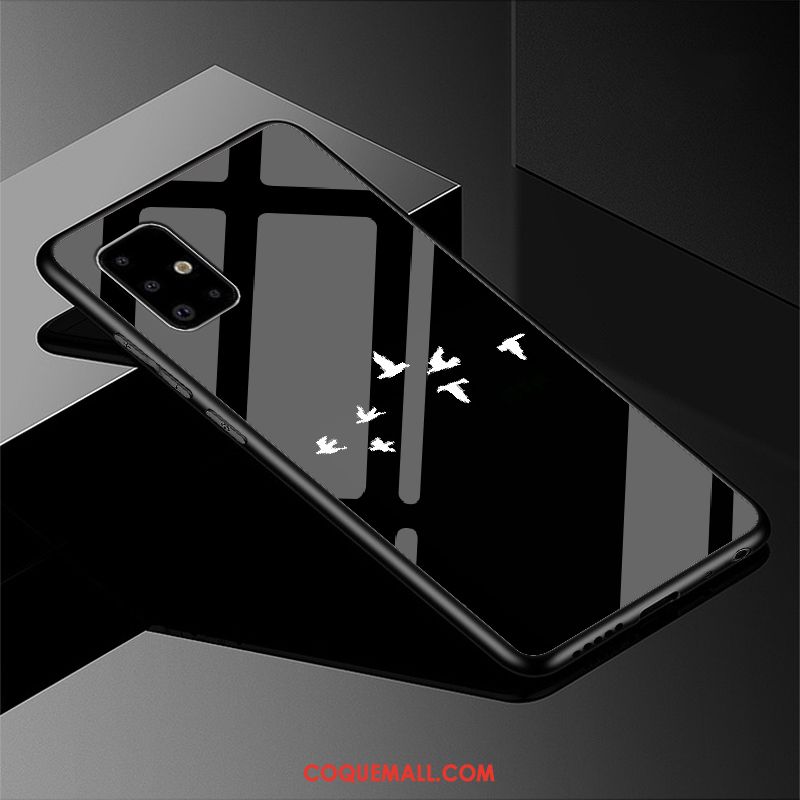 Étui Samsung Galaxy A51 Style Chinois Incassable Noir, Coque Samsung Galaxy A51 Britanique Verre