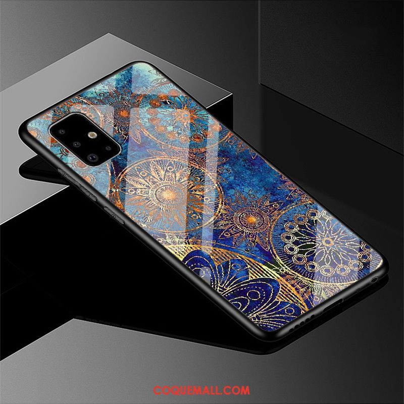 Étui Samsung Galaxy A51 Style Chinois Incassable Noir, Coque Samsung Galaxy A51 Britanique Verre