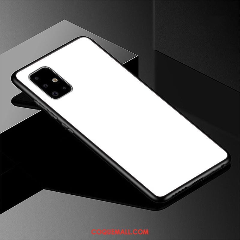 Étui Samsung Galaxy A51 Verre Miroir Simple, Coque Samsung Galaxy A51 Protection Noir