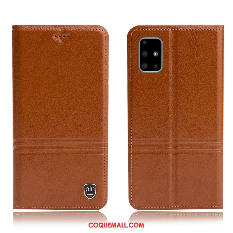 Étui Samsung Galaxy A51 Étoile Modèle Fleurie Cuir Véritable, Coque Samsung Galaxy A51 Téléphone Portable Incassable