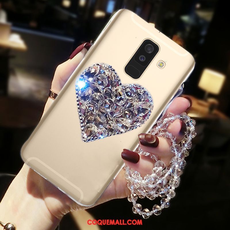 Étui Samsung Galaxy A6 Amour Étoile Strass, Coque Samsung Galaxy A6 Téléphone Portable Or