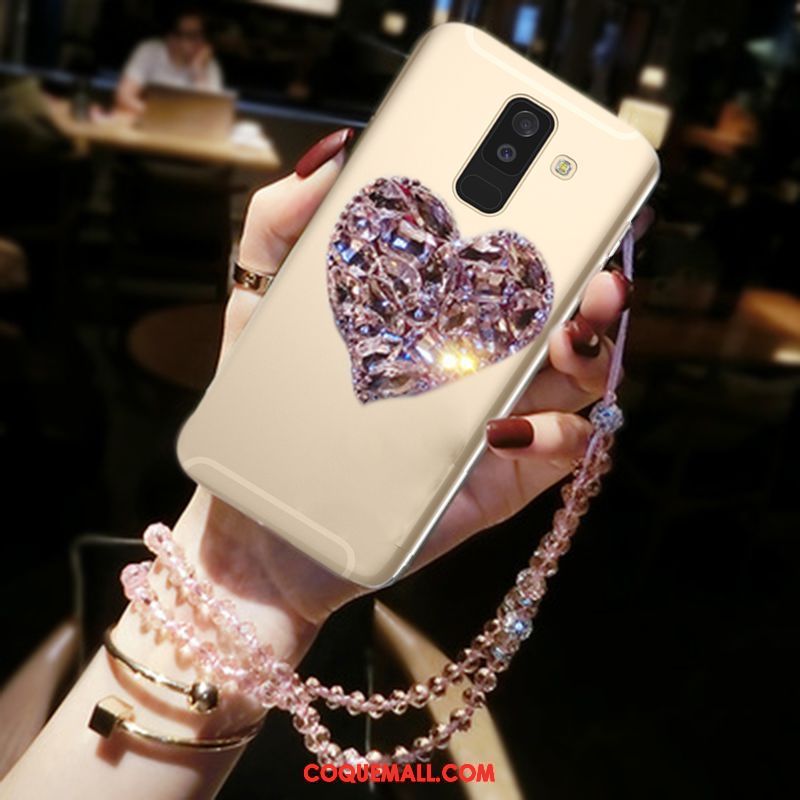 Étui Samsung Galaxy A6 Amour Étoile Strass, Coque Samsung Galaxy A6 Téléphone Portable Or