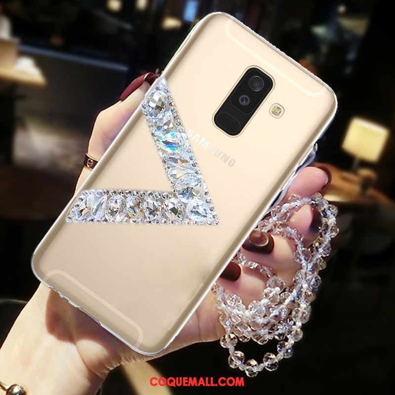 Étui Samsung Galaxy A6 Amour Étoile Strass, Coque Samsung Galaxy A6 Téléphone Portable Or