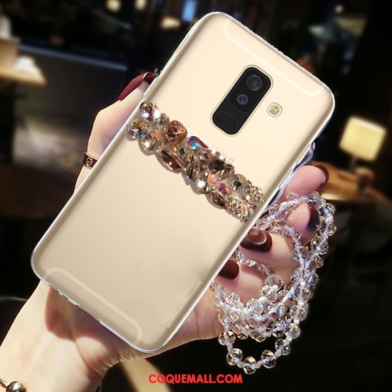 Étui Samsung Galaxy A6 Amour Étoile Strass, Coque Samsung Galaxy A6 Téléphone Portable Or