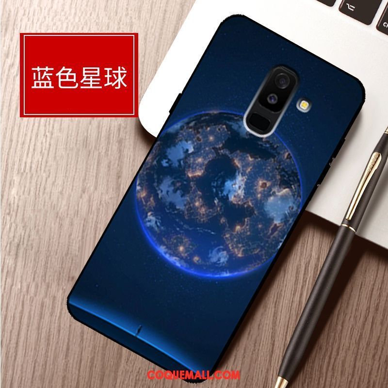 Étui Samsung Galaxy A6+ Bleu Incassable Étoile, Coque Samsung Galaxy A6+ Tendance Téléphone Portable