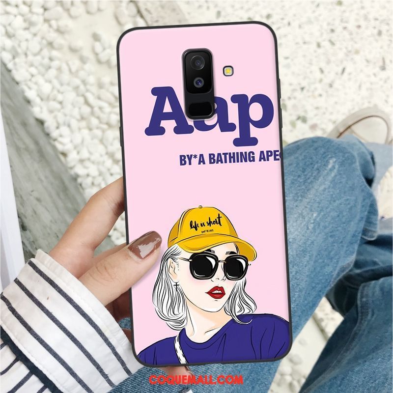 Étui Samsung Galaxy A6+ Bleu Téléphone Portable Fluide Doux, Coque Samsung Galaxy A6+ Tout Compris Protection