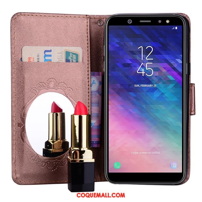 Étui Samsung Galaxy A6+ Carte Téléphone Portable Étui En Cuir, Coque Samsung Galaxy A6+ Bleu Support