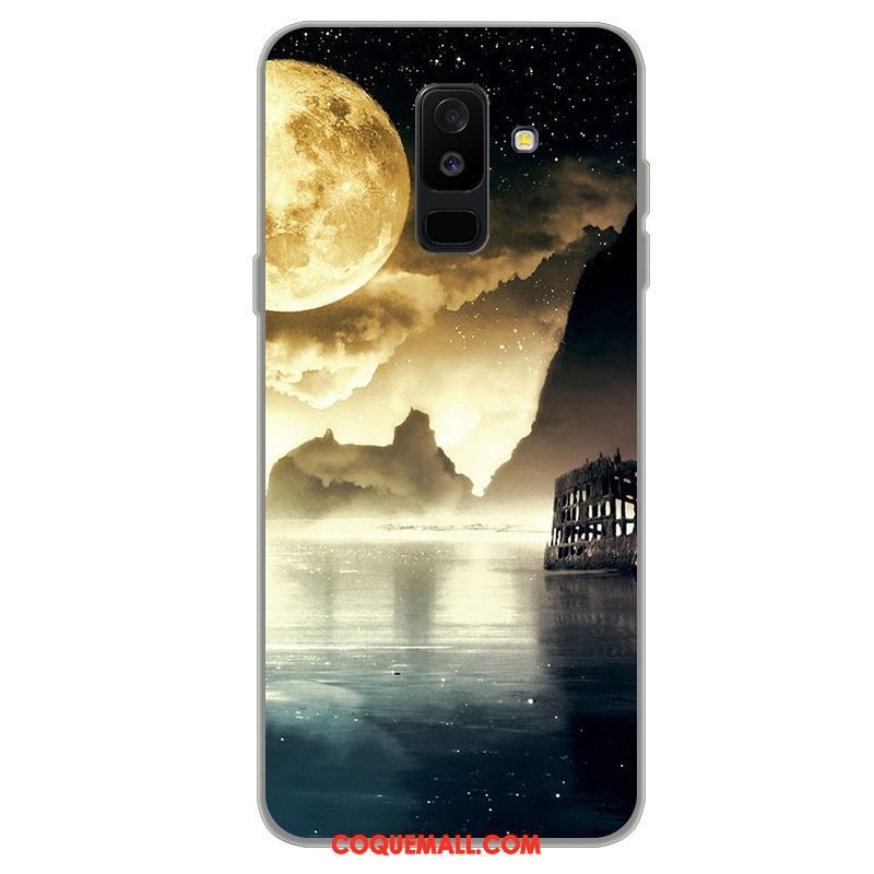 Étui Samsung Galaxy A6 Dessin Animé Jaune Étoile, Coque Samsung Galaxy A6 Fluide Doux Téléphone Portable