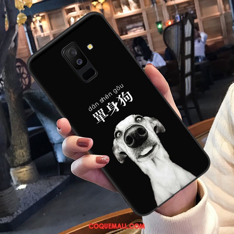 Étui Samsung Galaxy A6+ Fluide Doux Dessin Animé Personnalité, Coque Samsung Galaxy A6+ Ornements Suspendus Noir