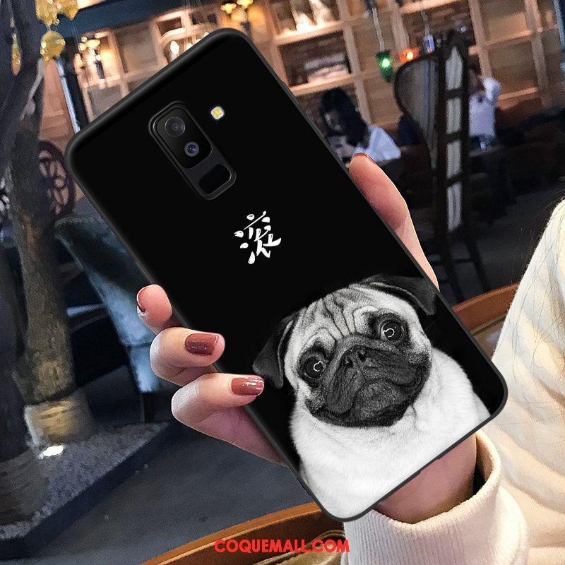 Étui Samsung Galaxy A6+ Fluide Doux Dessin Animé Personnalité, Coque Samsung Galaxy A6+ Ornements Suspendus Noir