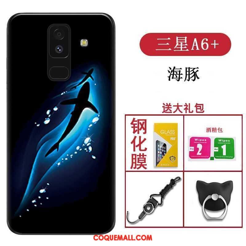 Étui Samsung Galaxy A6 Fluide Doux Silicone Tout Compris, Coque Samsung Galaxy A6 Noir Étoile