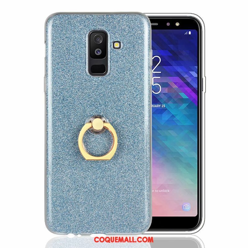 Étui Samsung Galaxy A6+ Gris Fluide Doux Étoile, Coque Samsung Galaxy A6+ Protection Support