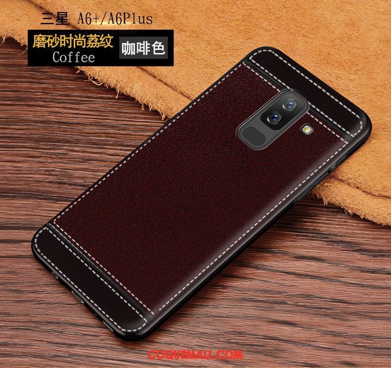 Étui Samsung Galaxy A6+ Protection Tendance Silicone, Coque Samsung Galaxy A6+ Rouge Délavé En Daim