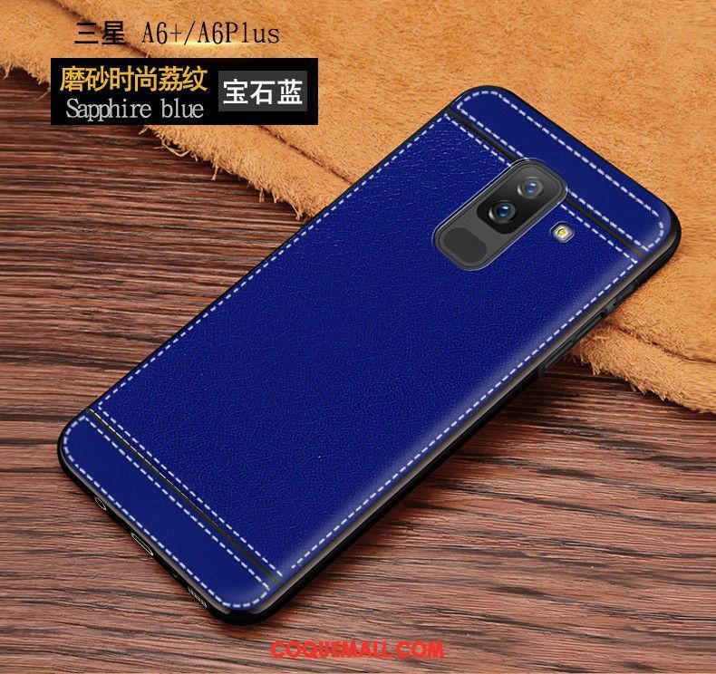 Étui Samsung Galaxy A6+ Protection Tendance Silicone, Coque Samsung Galaxy A6+ Rouge Délavé En Daim