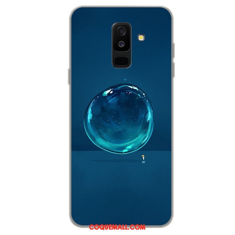 Étui Samsung Galaxy A6+ Étoile Fluide Doux Bleu, Coque Samsung Galaxy A6+ Téléphone Portable Silicone