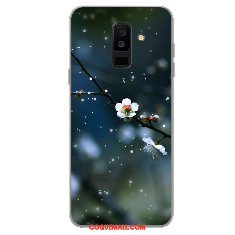 Étui Samsung Galaxy A6+ Étoile Fluide Doux Bleu, Coque Samsung Galaxy A6+ Téléphone Portable Silicone