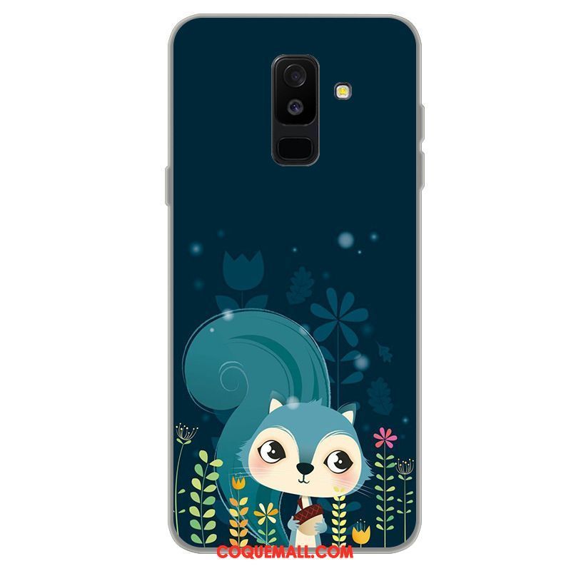 Étui Samsung Galaxy A6+ Étoile Fluide Doux Bleu, Coque Samsung Galaxy A6+ Téléphone Portable Silicone