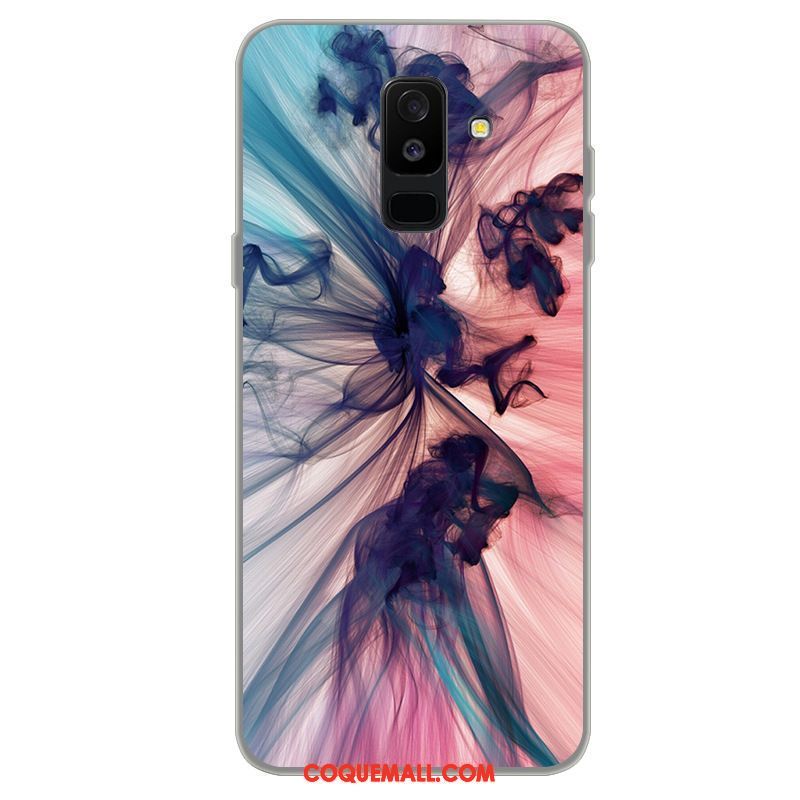 Étui Samsung Galaxy A6+ Étoile Fluide Doux Bleu, Coque Samsung Galaxy A6+ Téléphone Portable Silicone