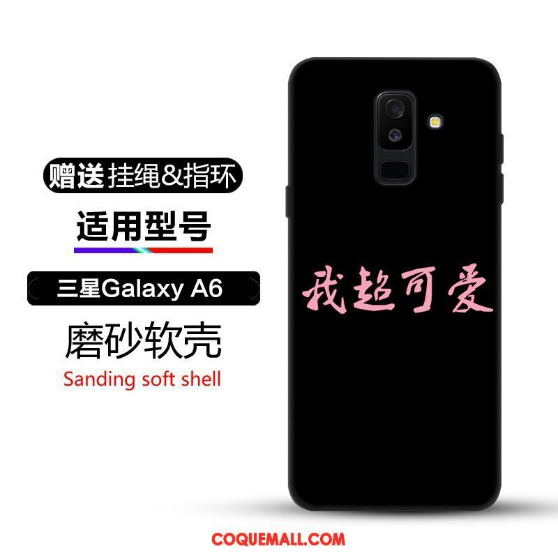 Étui Samsung Galaxy A6+ Étoile Noir Protection, Coque Samsung Galaxy A6+ Tendance Incassable