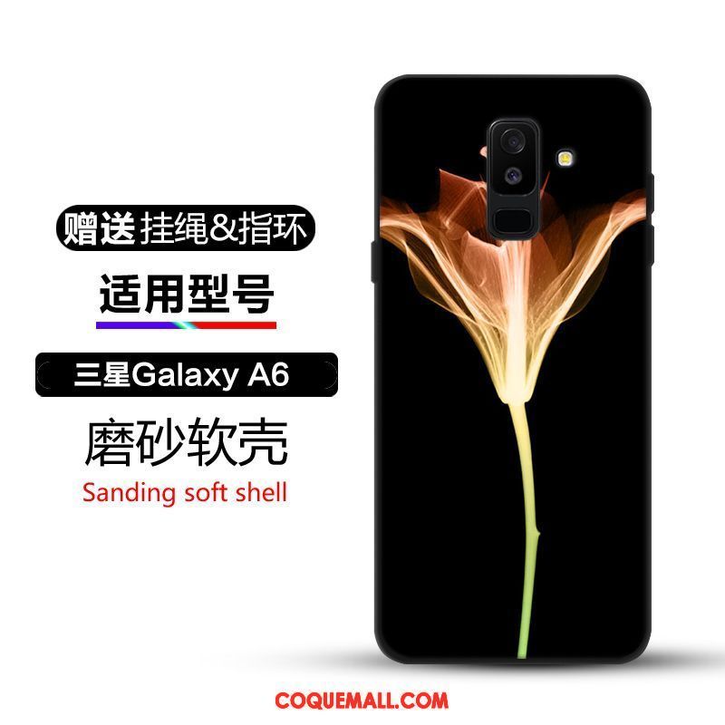 Étui Samsung Galaxy A6+ Étoile Noir Protection, Coque Samsung Galaxy A6+ Tendance Incassable