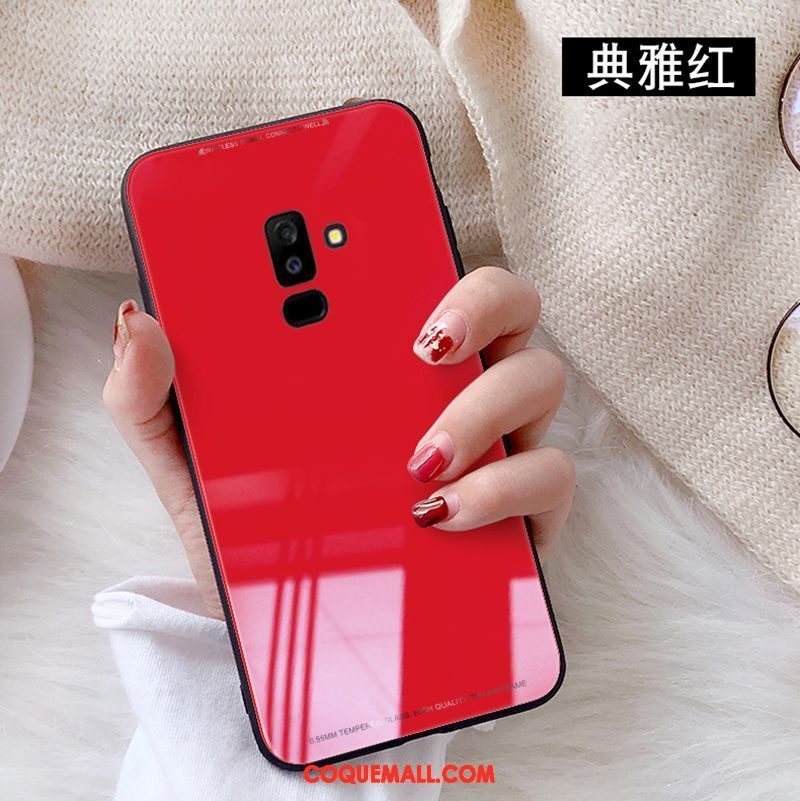 Étui Samsung Galaxy A6+ Étoile Téléphone Portable Protection, Coque Samsung Galaxy A6+ Rouge Verre