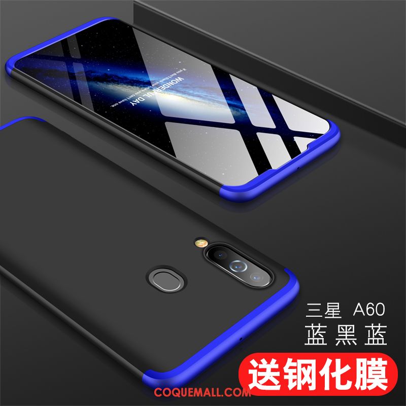Étui Samsung Galaxy A60 Délavé En Daim Ornements Suspendus Tout Compris, Coque Samsung Galaxy A60 Membrane Noir