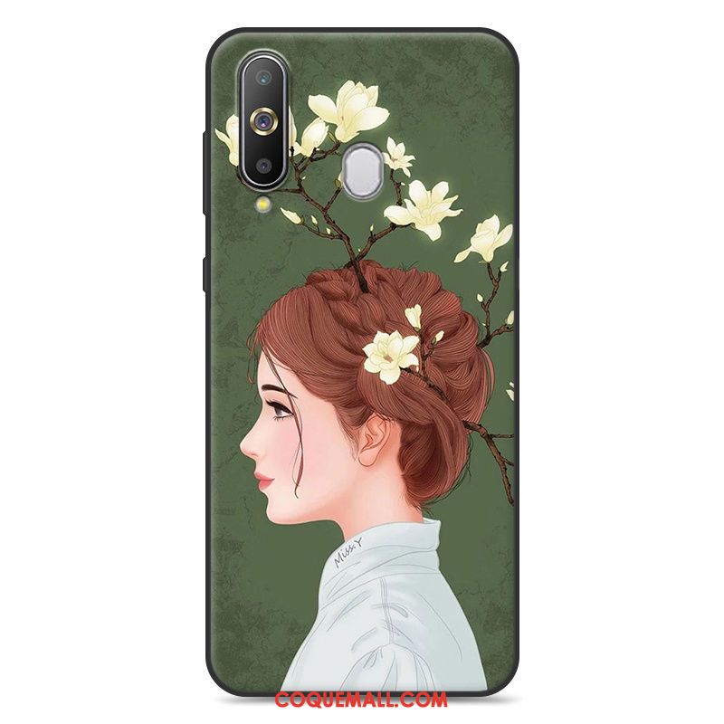 Étui Samsung Galaxy A60 Fluide Doux Vert Personnalité, Coque Samsung Galaxy A60 Étoile Frais