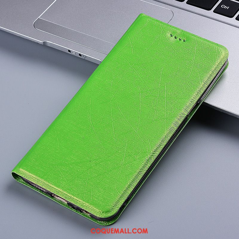 Étui Samsung Galaxy A60 Vert Clamshell En Cuir, Coque Samsung Galaxy A60 Soie Étoile