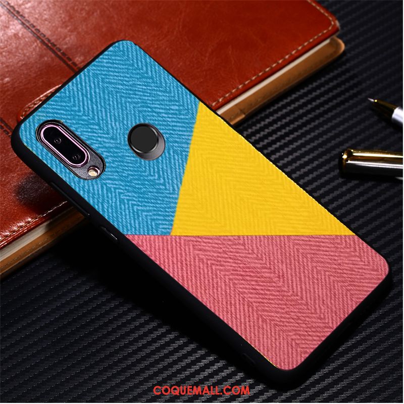 Étui Samsung Galaxy A60 Épissure Tissu Modèle Fleurie, Coque Samsung Galaxy A60 Téléphone Portable Difficile