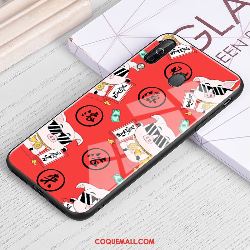 Étui Samsung Galaxy A60 Étoile Dessin Animé Rouge, Coque Samsung Galaxy A60 Verre Incassable