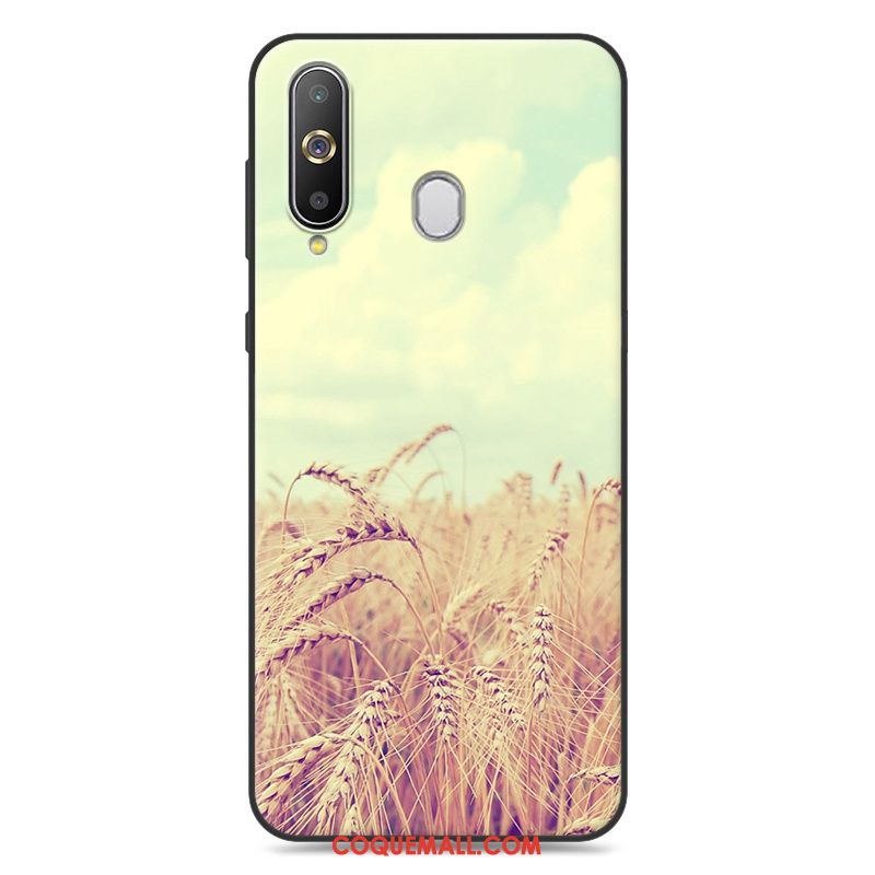 Étui Samsung Galaxy A60 Étoile Fluide Doux Jaune, Coque Samsung Galaxy A60 Délavé En Daim Téléphone Portable