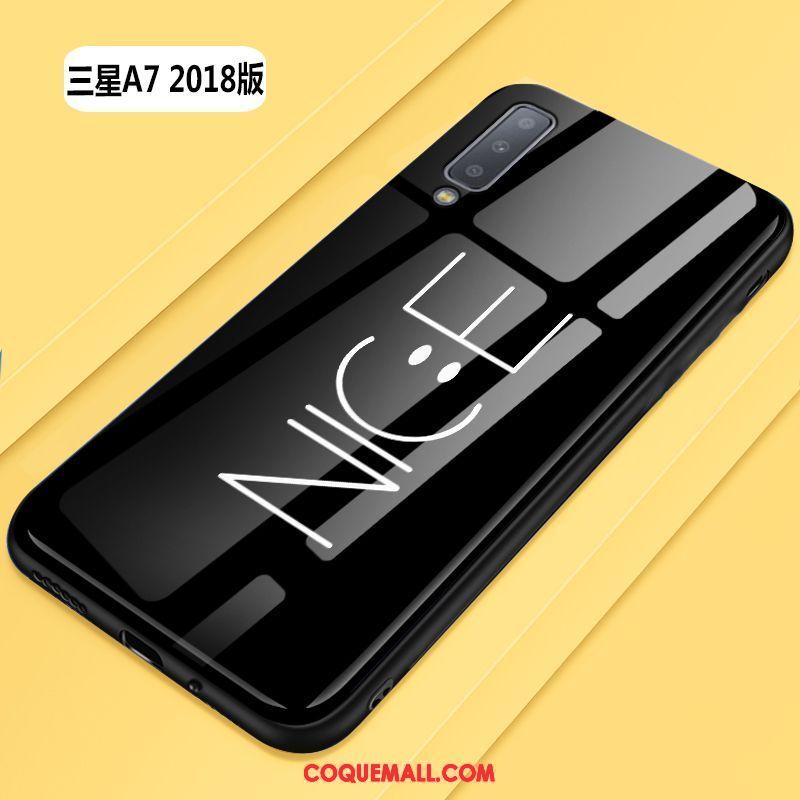 Étui Samsung Galaxy A7 2018 Blanc Amoureux Net Rouge, Coque Samsung Galaxy A7 2018 Protection Tout Compris