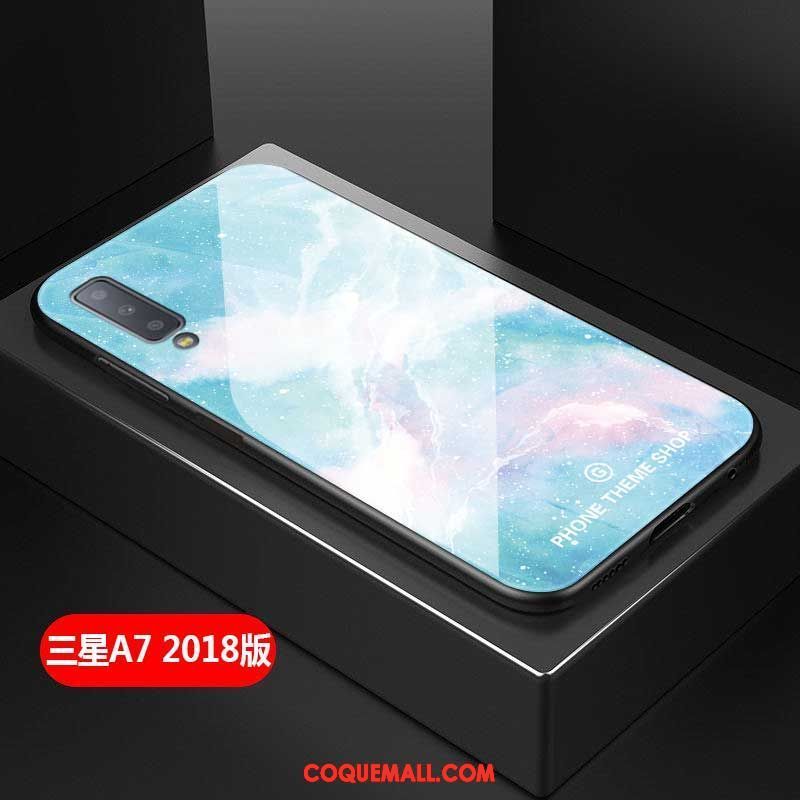 Étui Samsung Galaxy A7 2018 Bleu Créatif Verre, Coque Samsung Galaxy A7 2018 Étoile Tout Compris