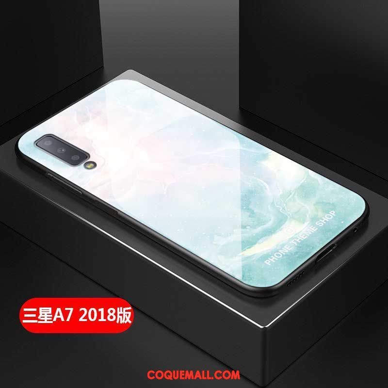 Étui Samsung Galaxy A7 2018 Bleu Créatif Verre, Coque Samsung Galaxy A7 2018 Étoile Tout Compris