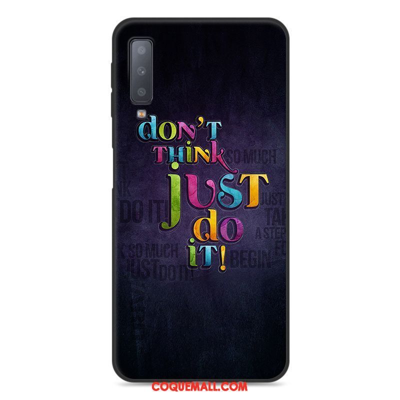 Étui Samsung Galaxy A7 2018 Bleu Incassable Très Mince, Coque Samsung Galaxy A7 2018 Fluide Doux Dessin Animé