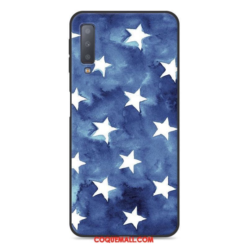 Étui Samsung Galaxy A7 2018 Bleu Incassable Très Mince, Coque Samsung Galaxy A7 2018 Fluide Doux Dessin Animé