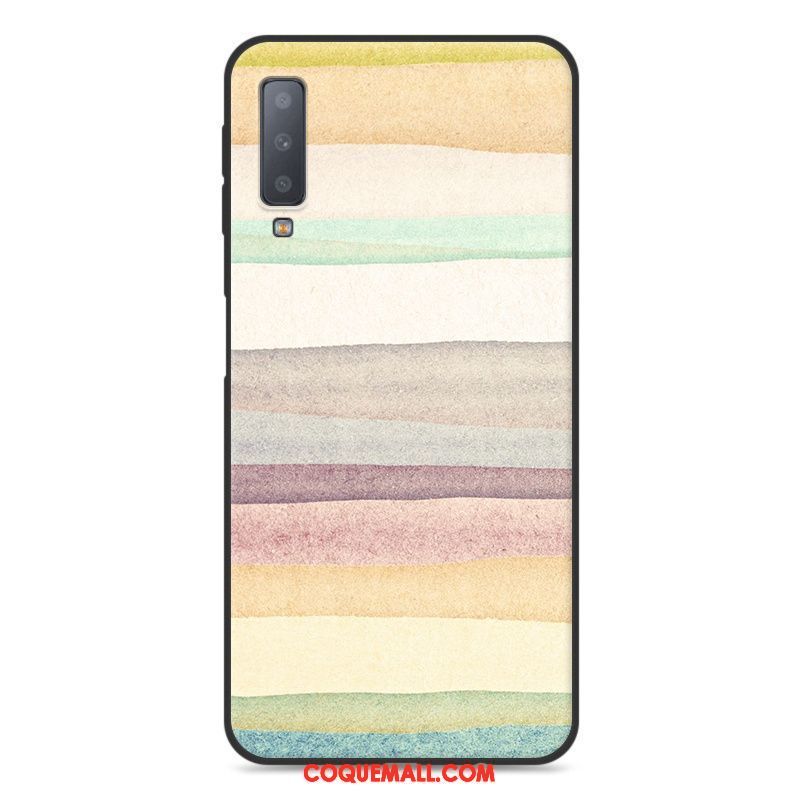 Étui Samsung Galaxy A7 2018 Bleu Incassable Très Mince, Coque Samsung Galaxy A7 2018 Fluide Doux Dessin Animé